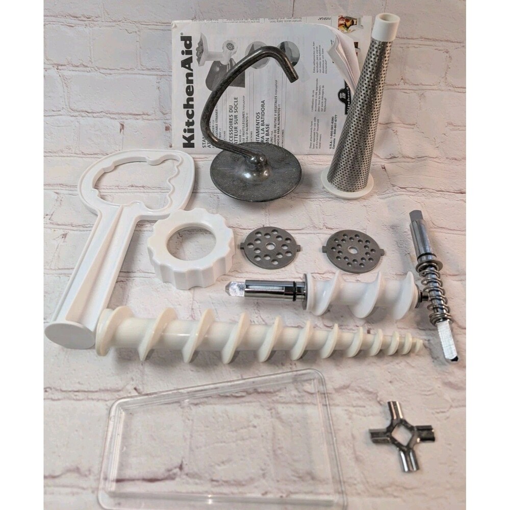 KitchenAid Food Grinder Attachment Parts Lot Augers Plates Blade Ring Nut OEM